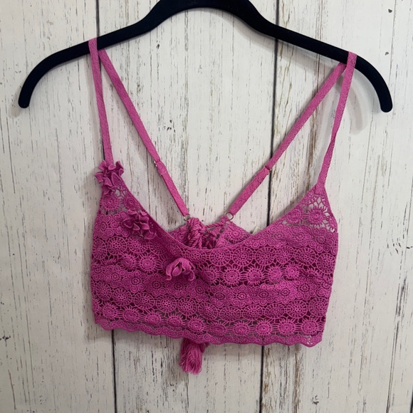 Free People Pink Lace Crop Top - Picture 2 of 9